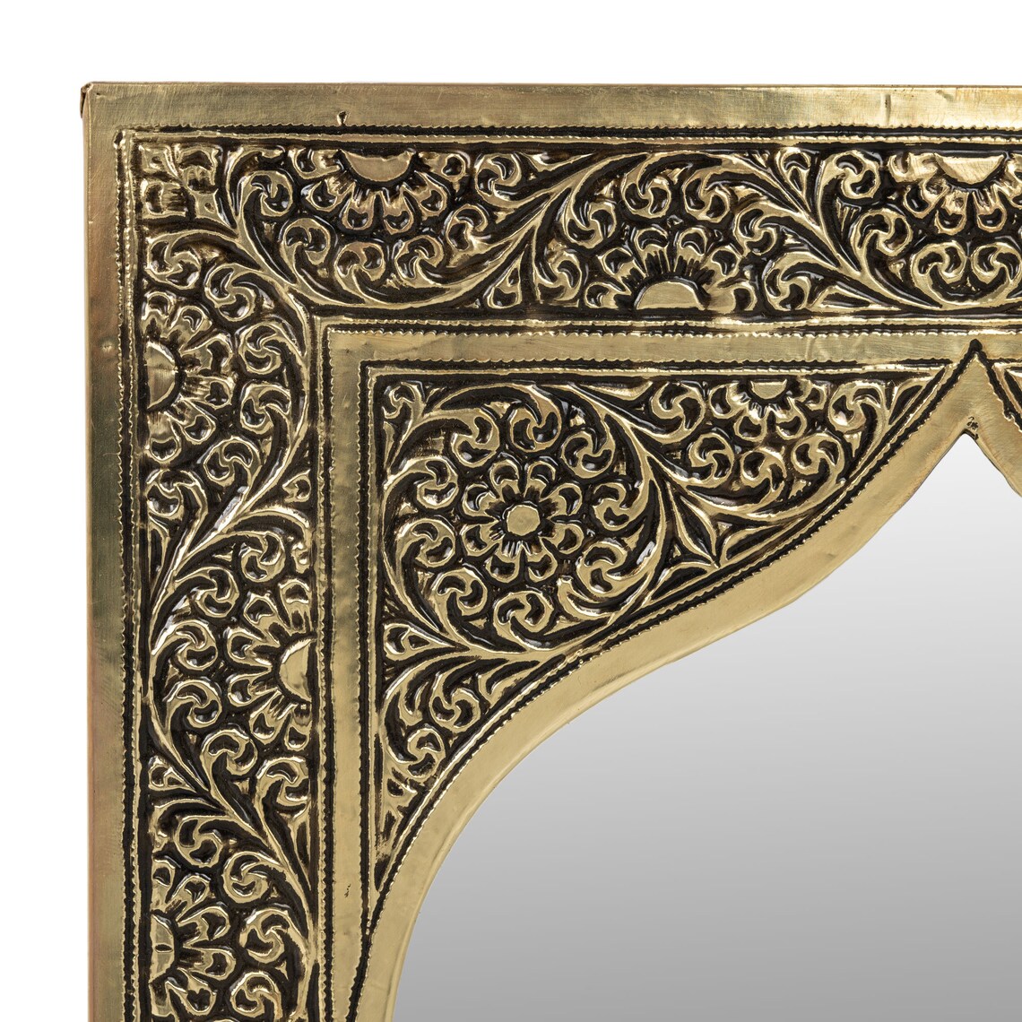 Moroccan Alpaca Mirror Engraved in Gold - 9 Sizes Available Arabic Arch Design