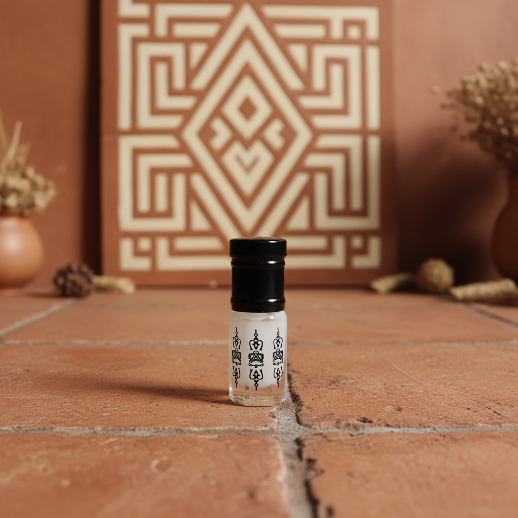 Musk Al Tahara estilo andalusí sobre azulejos marroquíes con ambiente cálido artesanal