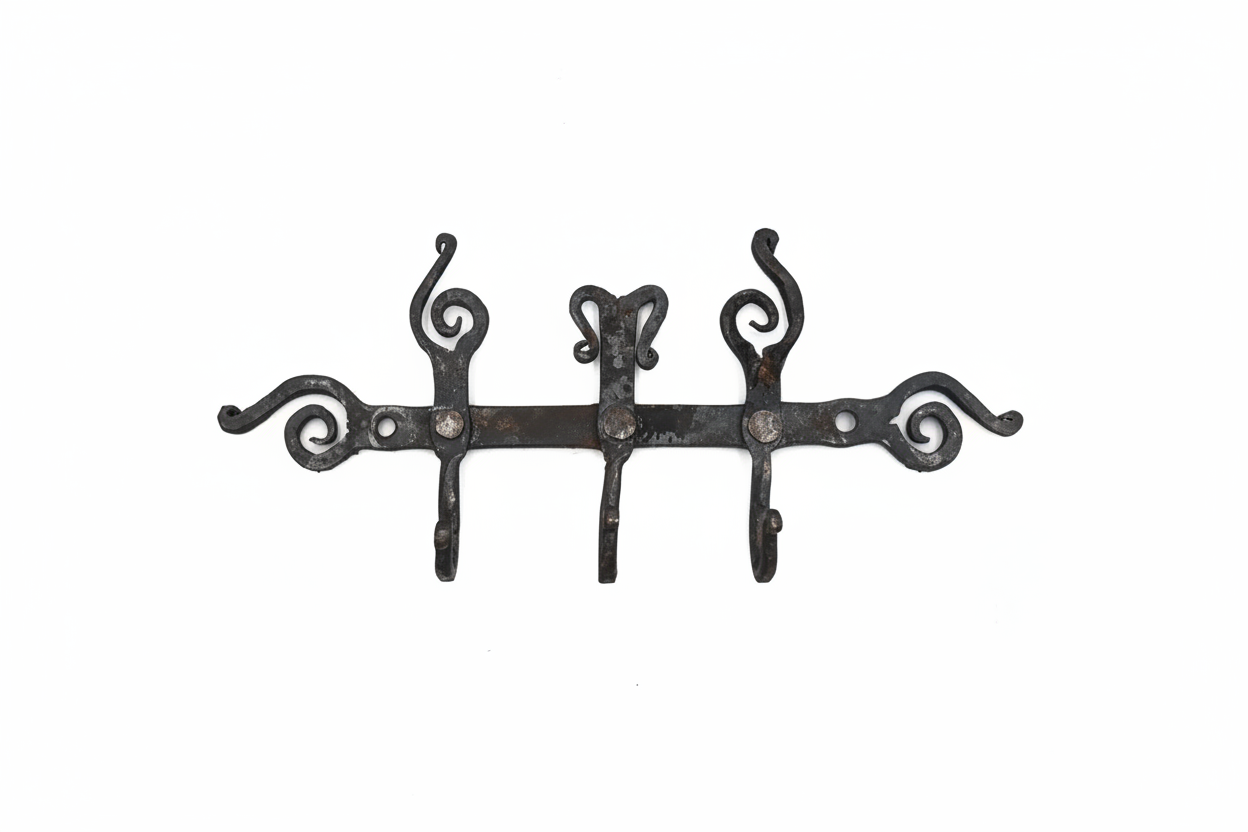 Perchero 3 ganchos hierro forjado marroquí Sevilla fondo blanco estudio