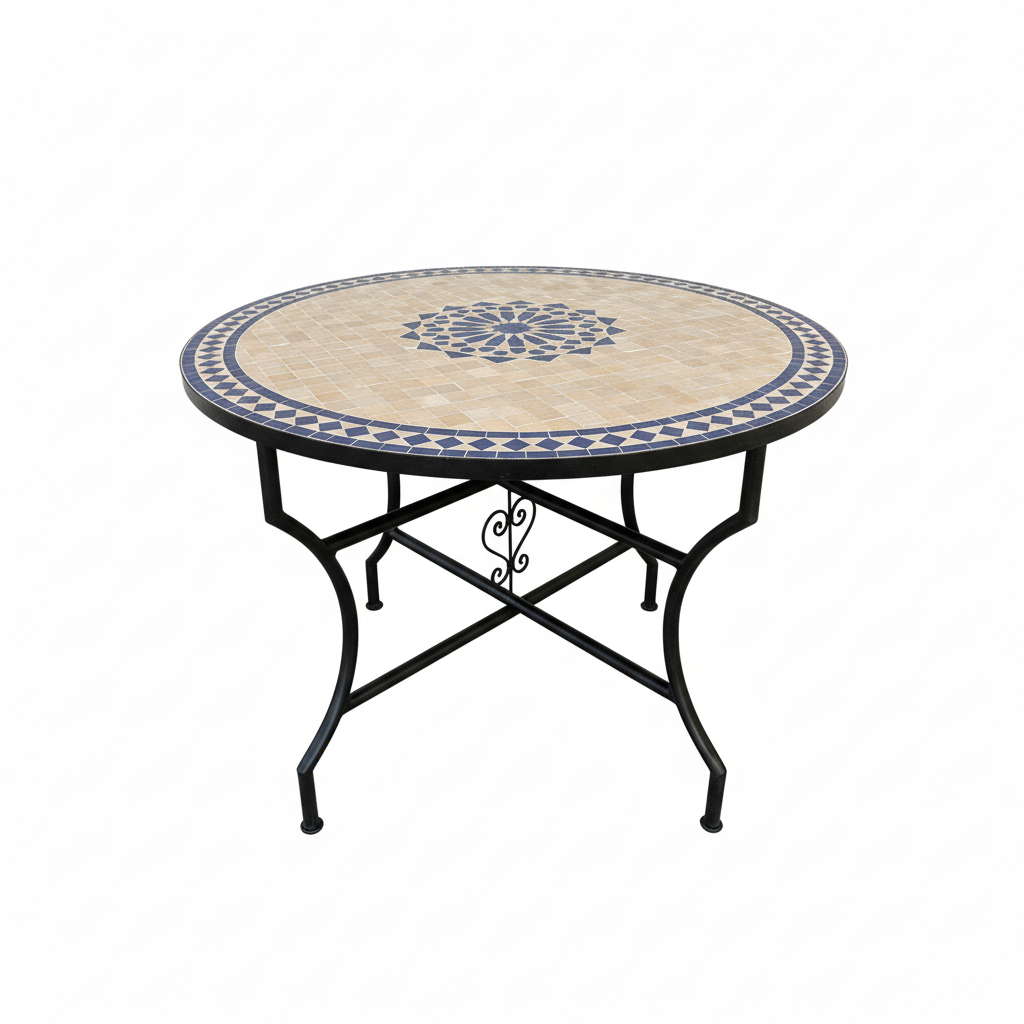 Mesa de Mosaico 100 cm – Estrella Alhambra Generalife | Zelige Artesanal de Fez