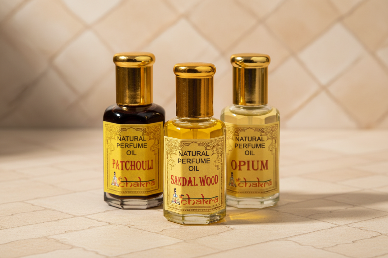 Pack Trio Intenso Perfumes Árabes en Aceite - Opium, Pachulí y Sándalo Chakra 10ml - Ahorra 10%