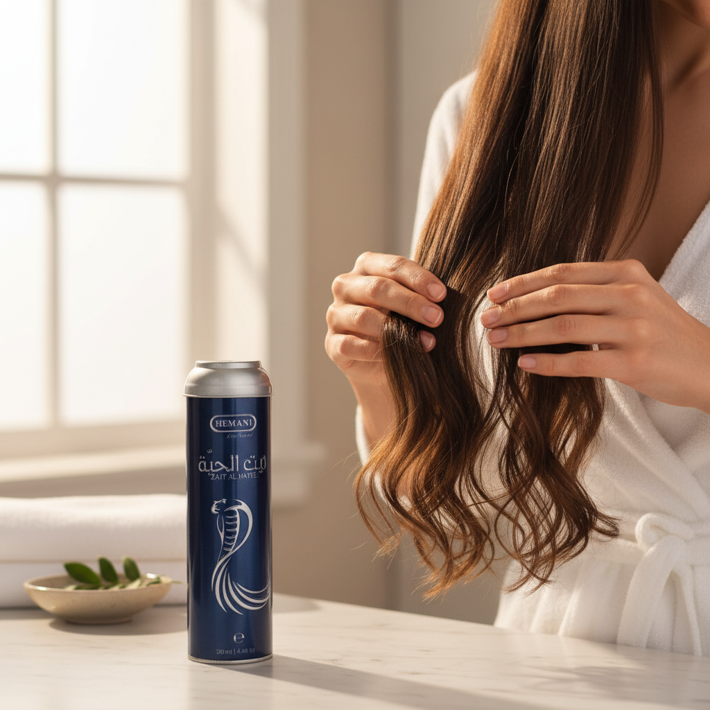 Aplicación de Aceite de Serpiente Hemani en cabello - Tratamiento nutritivo y fortalecedor