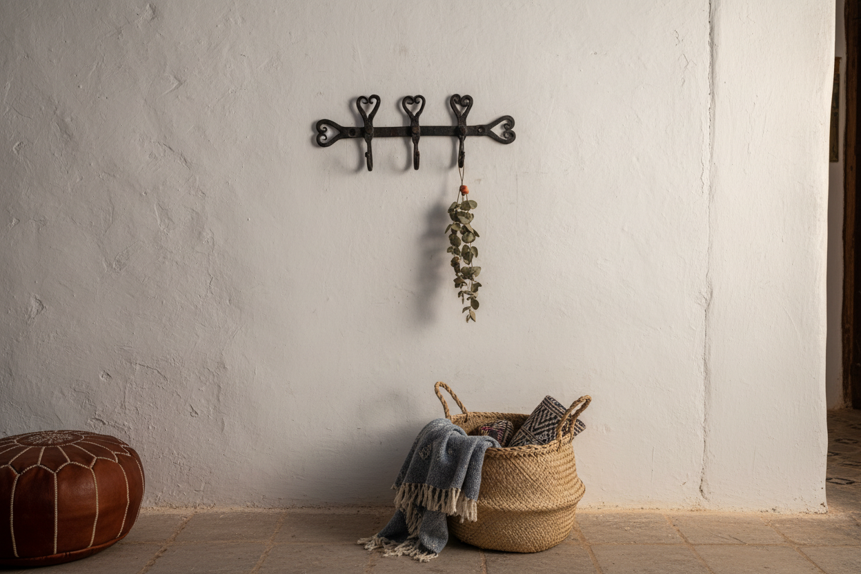 Perchero 3 ganchos hierro forjado marroquí Toledo lifestyle pared Chefchaouen decoración boho rústica