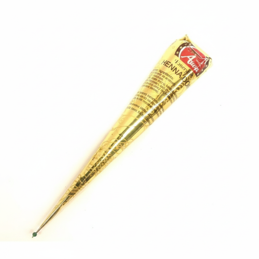 Cono de henna dorada Arwa sobre fondo blanco – tatuaje temporal natural estilo árabe e indio 30g