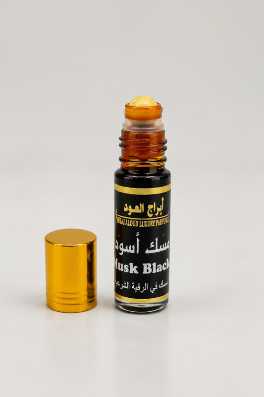 Perfume Musk Black Abraj Al-Oud fondo blanco estudio - almizcle negro oriental roll-on 6ml