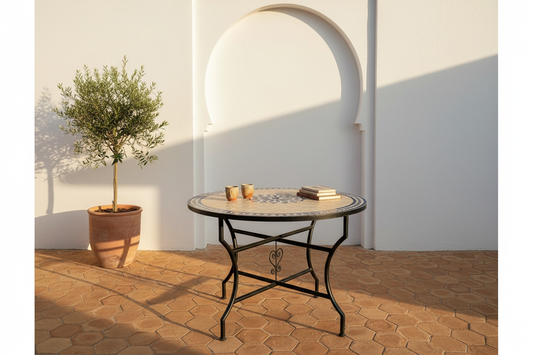 Mesa de Mosaico 100 cm – Estrella Alhambra Generalife | Zelige Artesanal de Fez