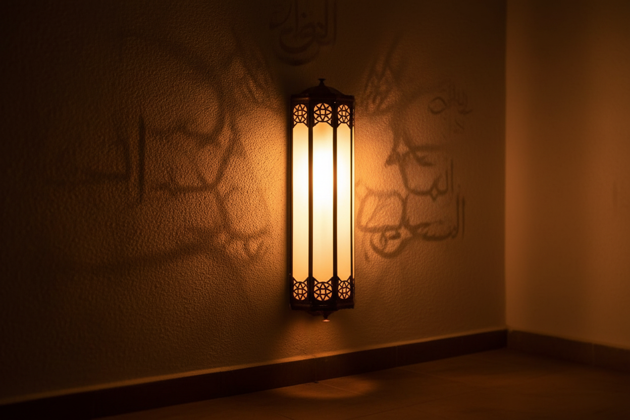 Aplique cristal calado árabe encendido noche - iluminación cálida decoración árabe