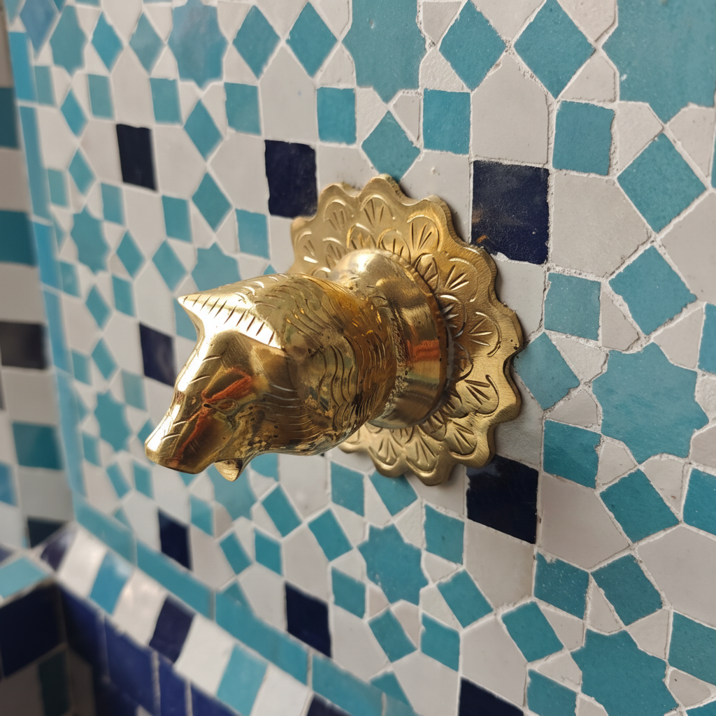 Fuente de Mosaico Marroquí de Pared – Zellige de Fez | 100 x 60 cm
