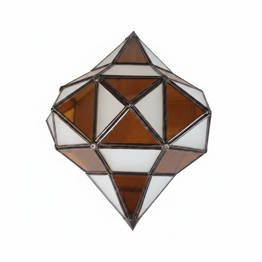 Aplique artesanal Yahra cristal blanco y mostaza fondo blanco