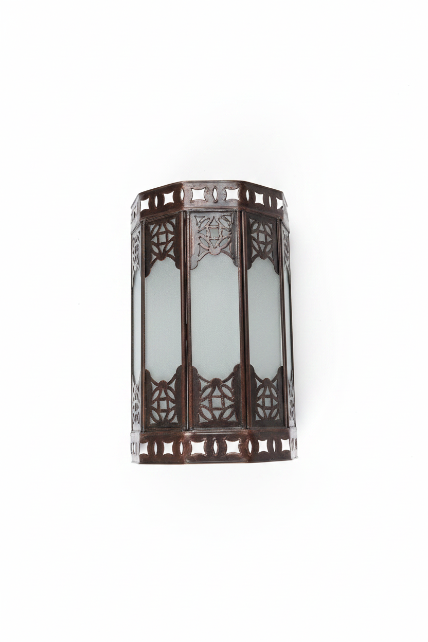 Aplique Mini Alcazaba fondo blanco profesional - lámpara árabe forja y cristal detalle artesanía