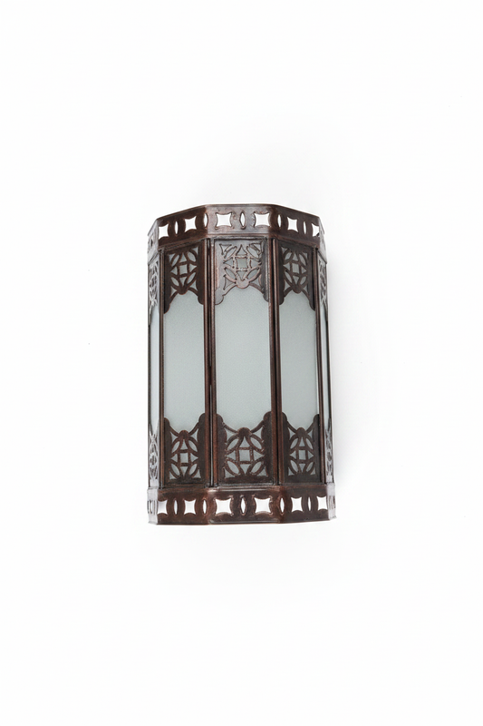 Aplique Mini Alcazaba fondo blanco profesional - lámpara árabe forja y cristal detalle artesanía