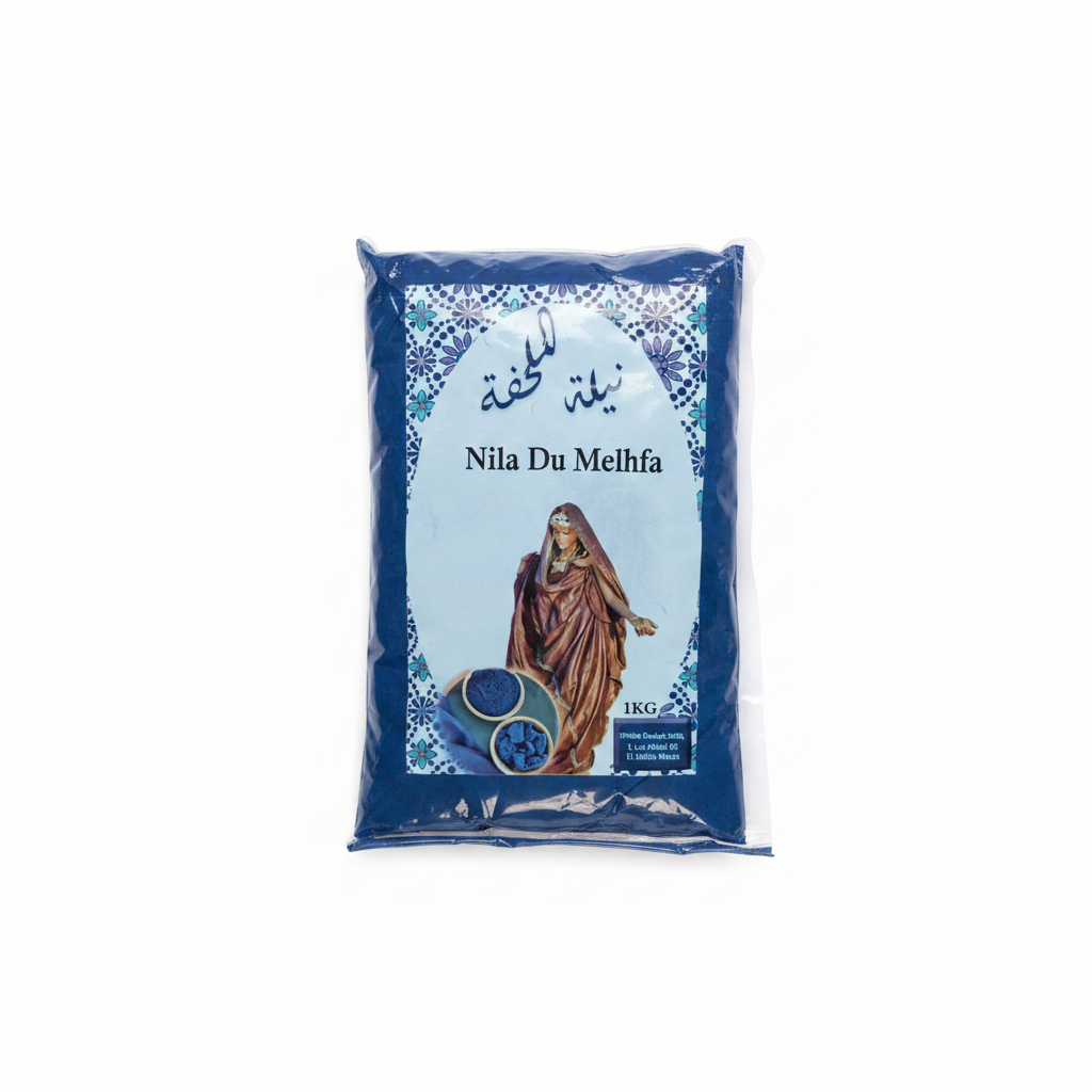 Nila azul marroquí en polvo 1kg fondo blanco - cosmética natural