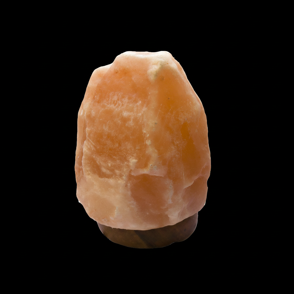 Lámpara de sal rosa del Himalaya auténtica sobre base de madera - vista producto