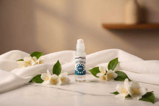 Roll-on musk al tahara lifestyle mármol flores blancas perfumería árabe elegante