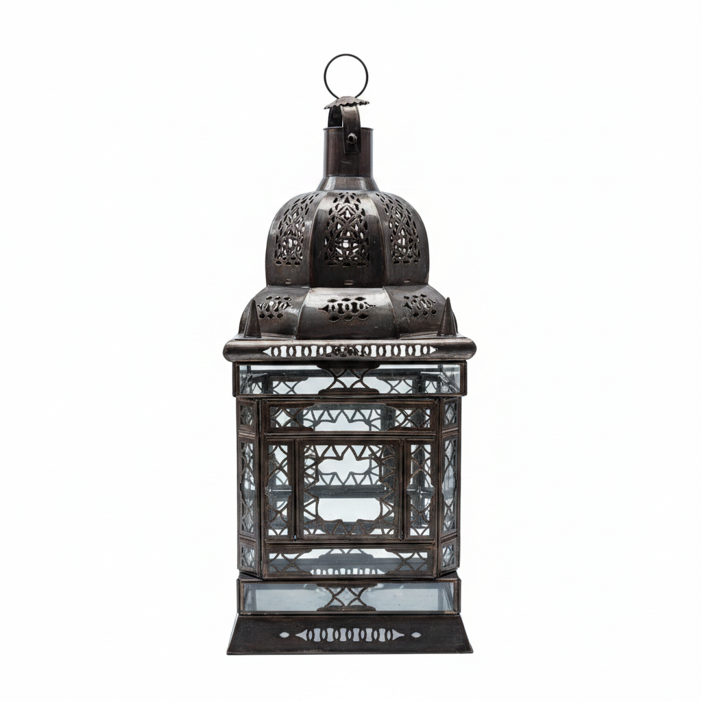 Farol marroquí hierro lacado 50cm - fondo blanco estudio