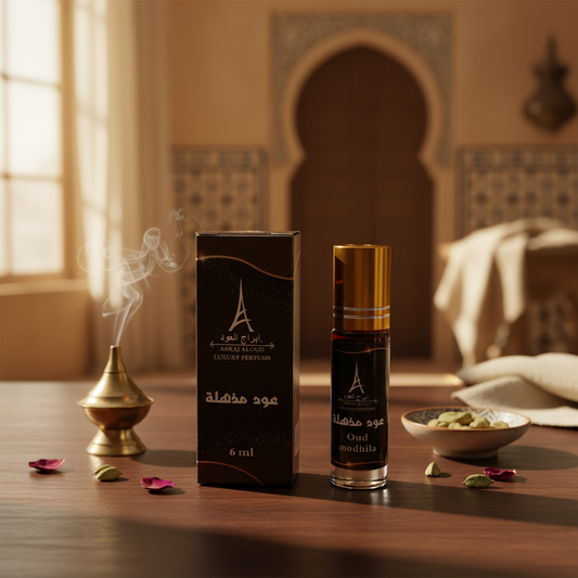 Perfume Oud Modhila Abraj Al-Oud ambiente lifestyle oriental de lujo - fragancia árabe roll-on