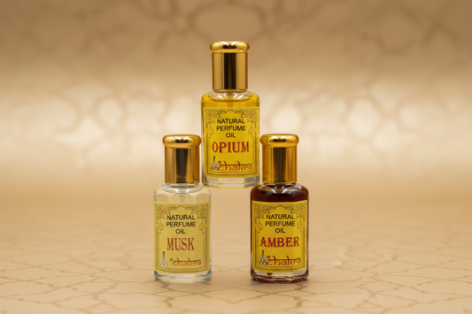 Pack Trio Clásico Perfumes Árabes en Aceite - Arabian Night, Musk y Ámbar Chakra 10ml - Ahorra 10%