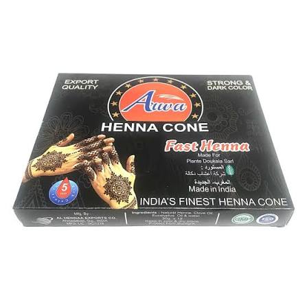 Caja de conos de henna negra Arwa – Fast Henna Export Quality, India's Finest Henna Cone, color oscuro intenso