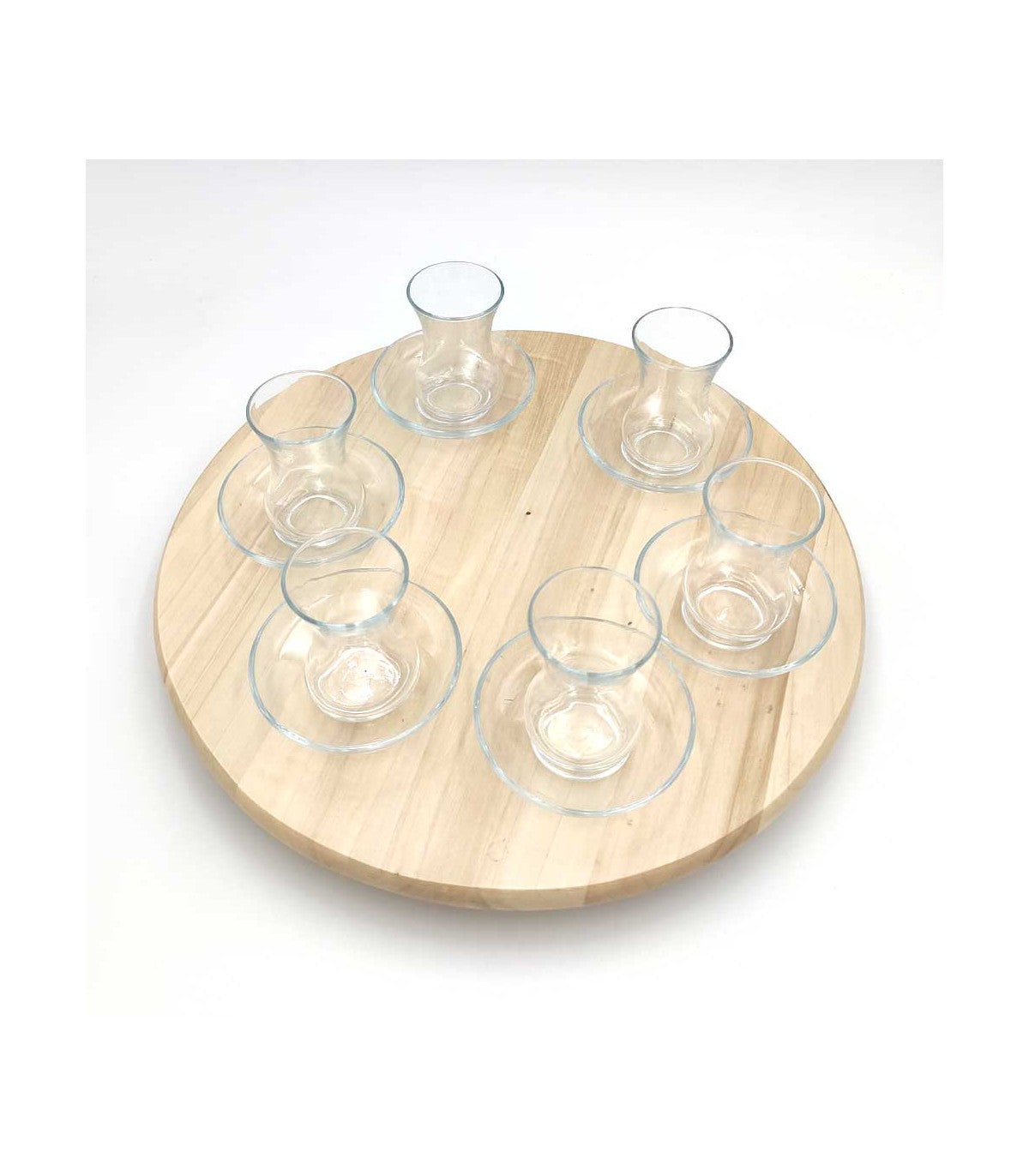 Set of 6 Turkish Tea Glasses + 6 Tempered Glass Saucers - Zujaj Model: Turkish Simplicity and Elegance