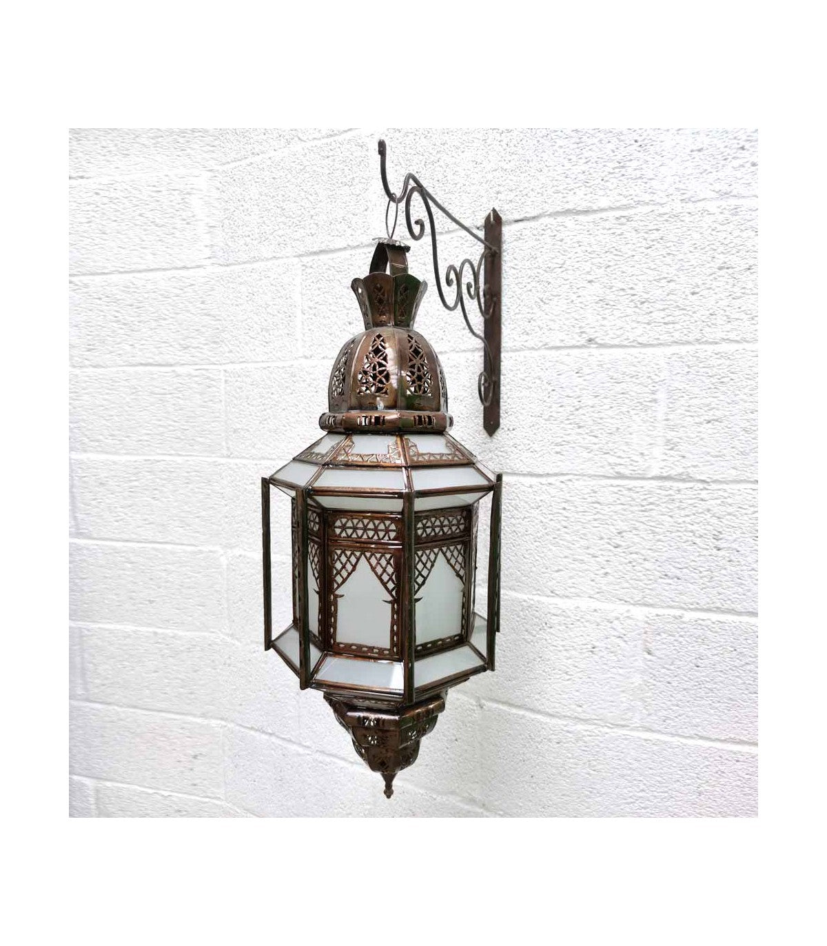 Moroccan Handmade Ceiling Lamp - Elegance in White and Copper