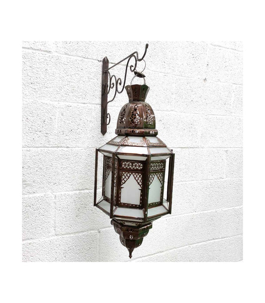 Moroccan Handmade Ceiling Lamp - Elegance in White and Copper