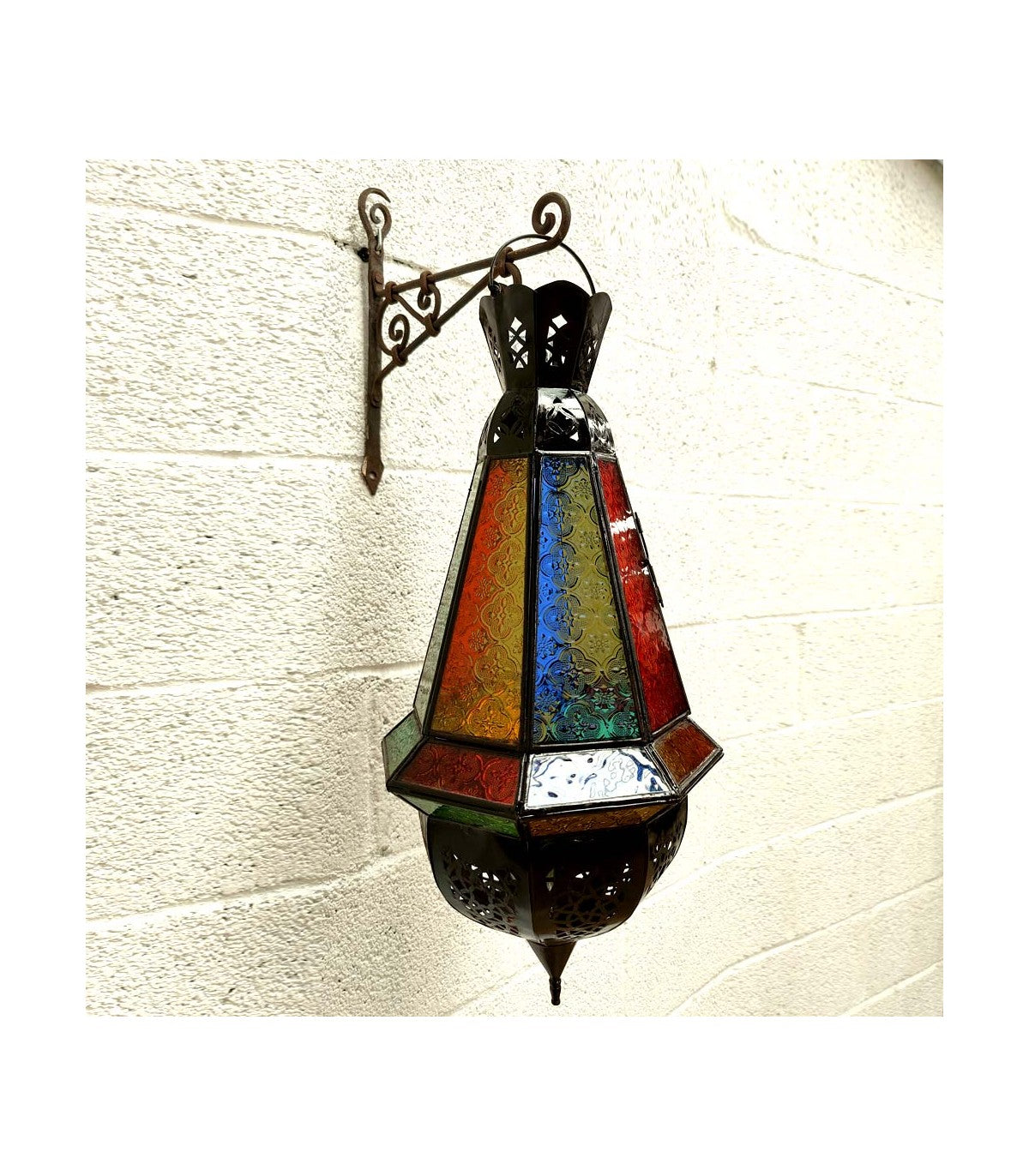 Lampara Techo Marroqui Andalusi - Cristal Colores Metal Artesanal