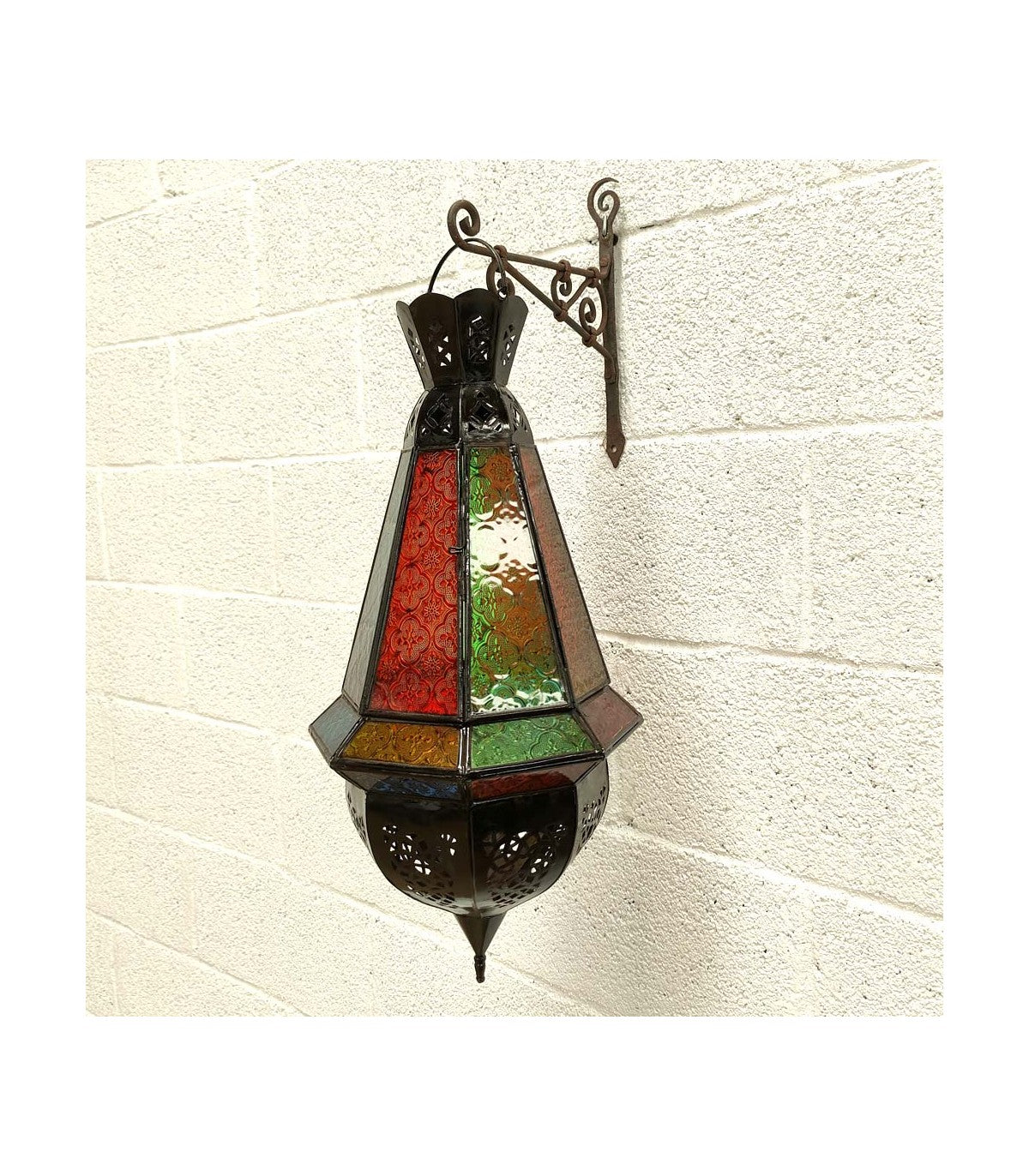 Lampara Techo Marroqui Andalusi - Cristal Colores Metal Artesanal