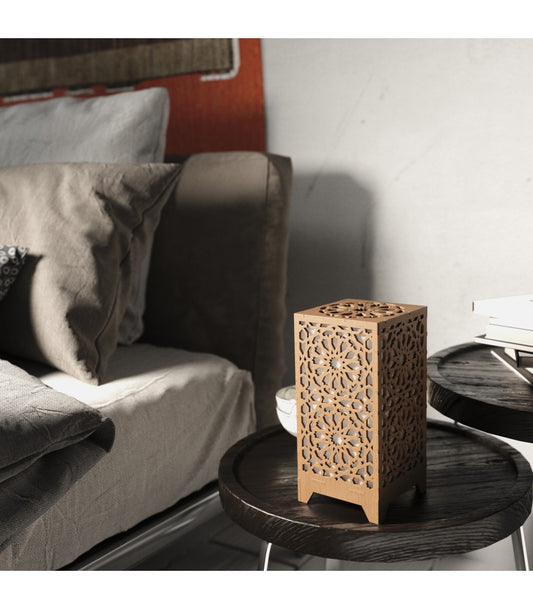 Arabic Lattice Wooden Table Lamp with Andalusian Mosaic Design