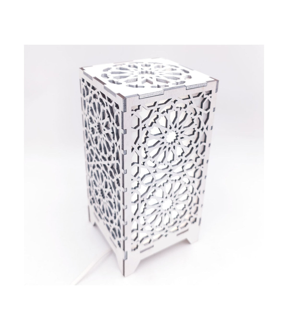 Arabic Lattice Wooden Table Lamp with Andalusian Mosaic Design