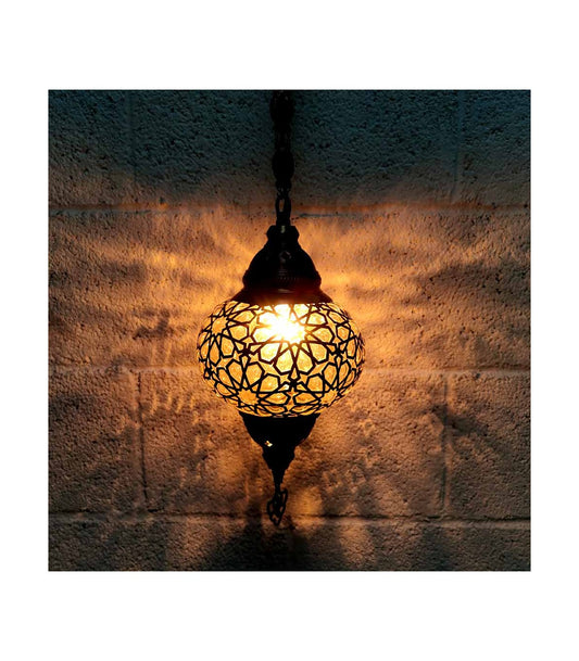 Turkish Ceiling Lamp Ottoman Series 3 - Premium Craftsmanship from Türkiye | Glass and Openwork Metal