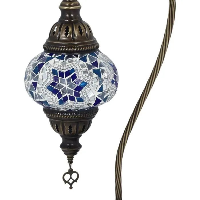 Turkish Lamp - Hanging Table - Swan Design with Murano Glass Mosaic