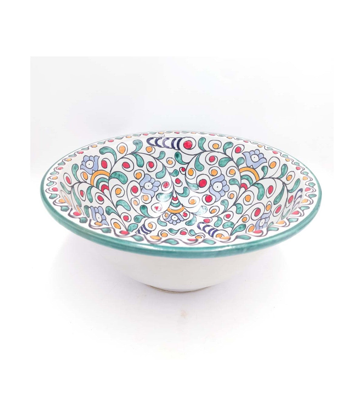 Lavabo de Cerámica Marroquí Fez 40cm - Artesanía Pintada a Mano - Modelo Floral