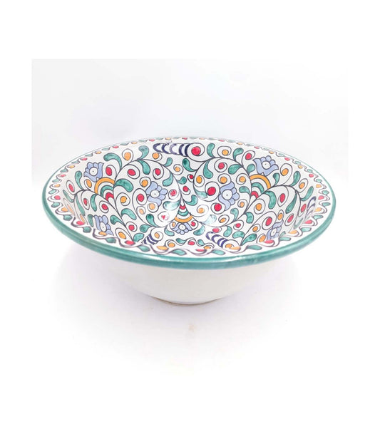 Lavabo de Cerámica Marroquí Fez 40cm - Artesanía Pintada a Mano - Modelo Floral