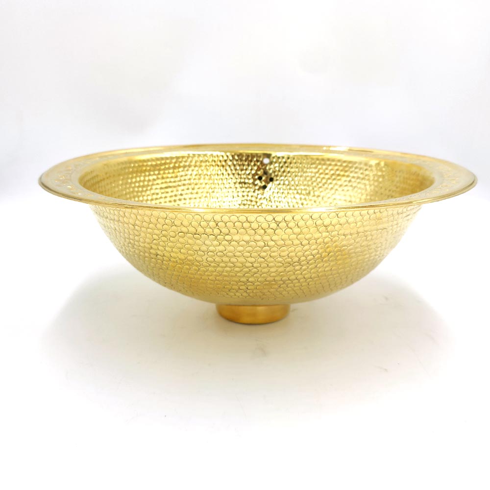 35 cm Moroccan Washbasin: Hammered Craftsmanship with Arabesque Details