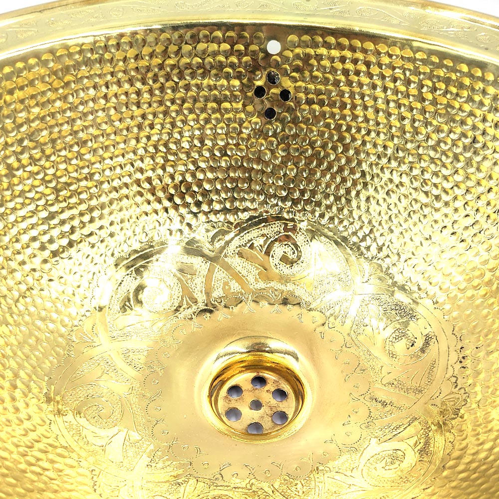 35 cm Moroccan Washbasin: Hammered Craftsmanship with Arabesque Details