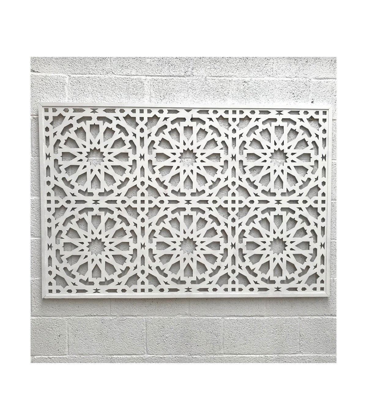 Marco celosía árabe - diseño alhambra - color blanco 160cm x 100cm x 1cm