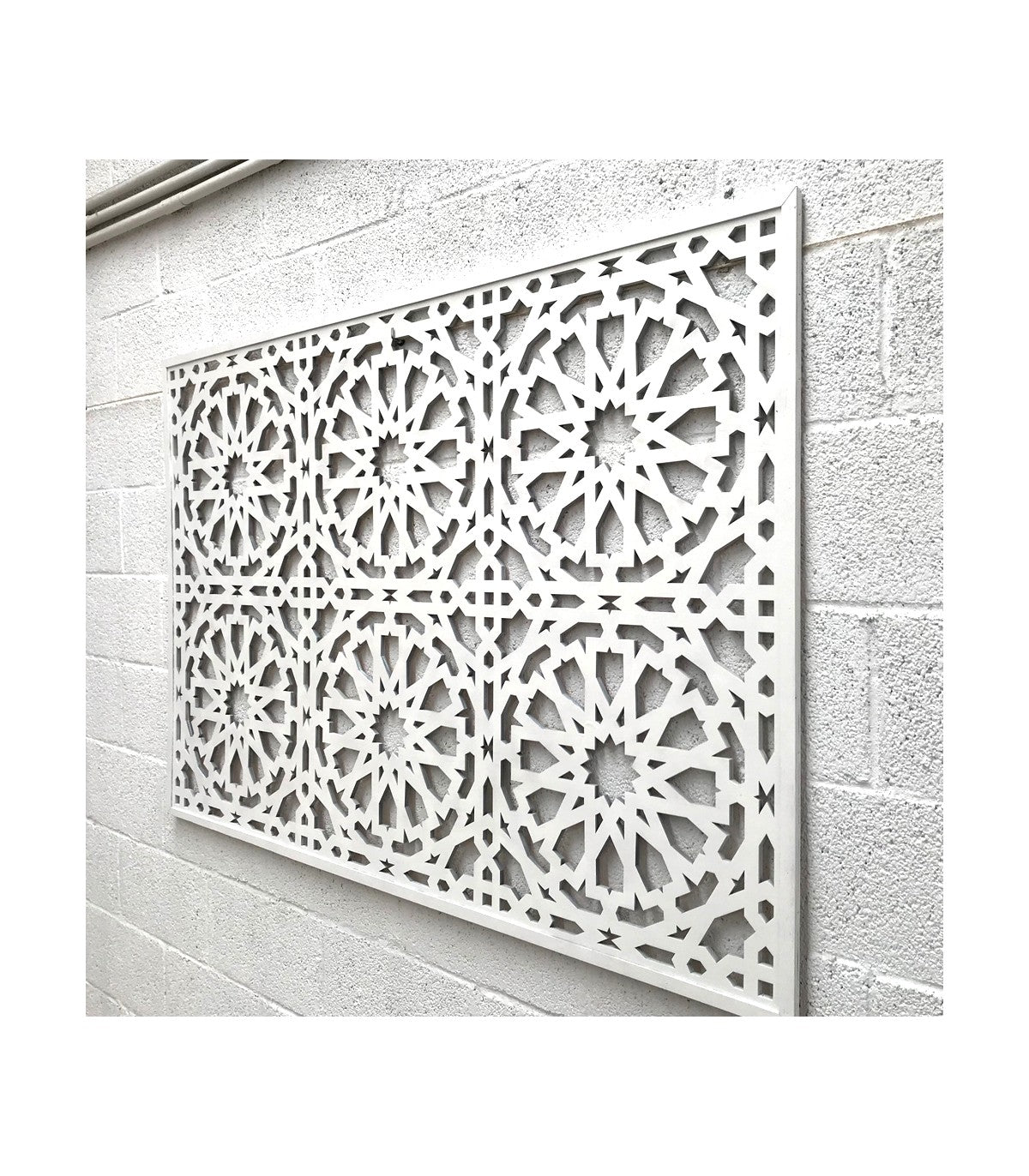 Cadre en treillis arabe - design alhambra - couleur blanche 160cm x 100cm x 1cm