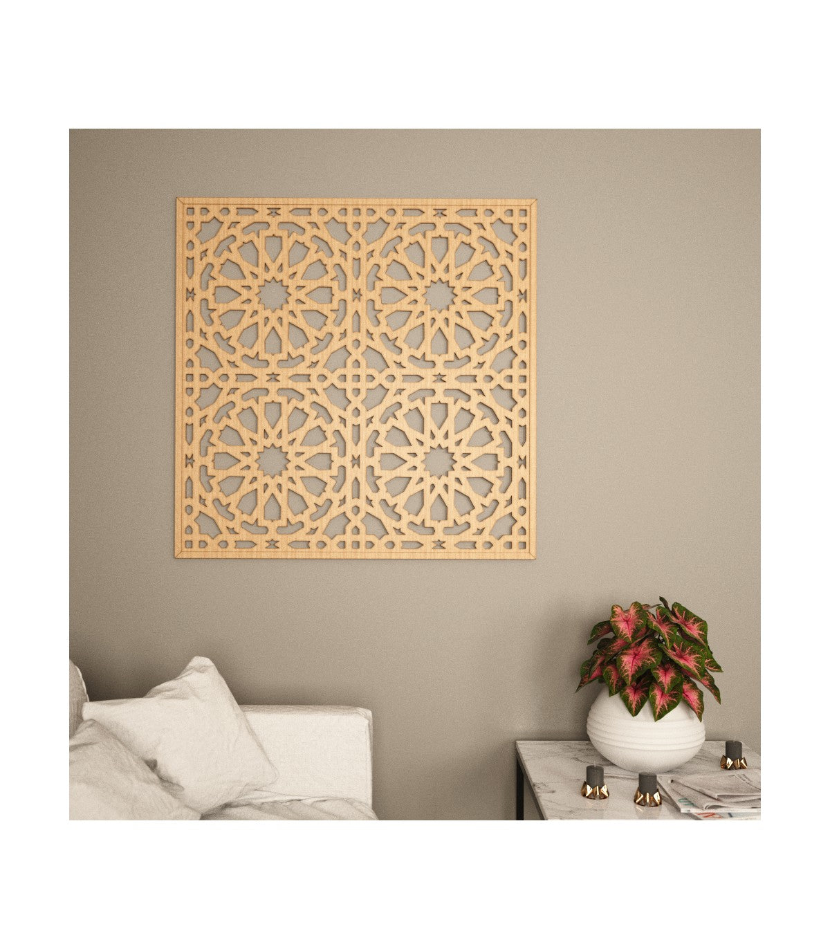 Marco Celosía Árabe de Inspiración Alhambra - 100 cm x 100 cm: Elegancia Andalusí para tu Espacio