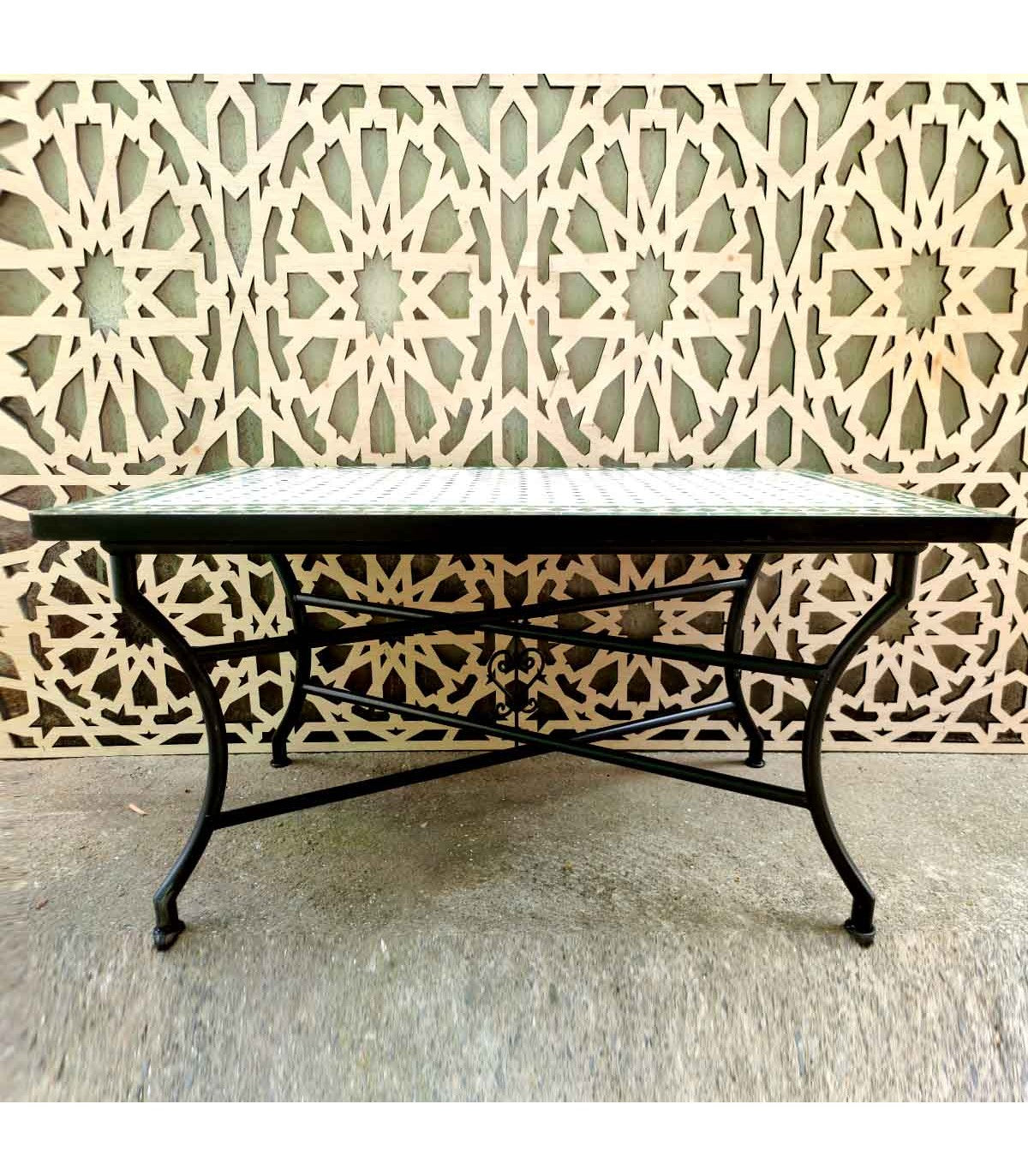 Table en mosaïque de terrasse ou de jardin 100 cm x 60 cm Art marocain d'inspiration andalouse