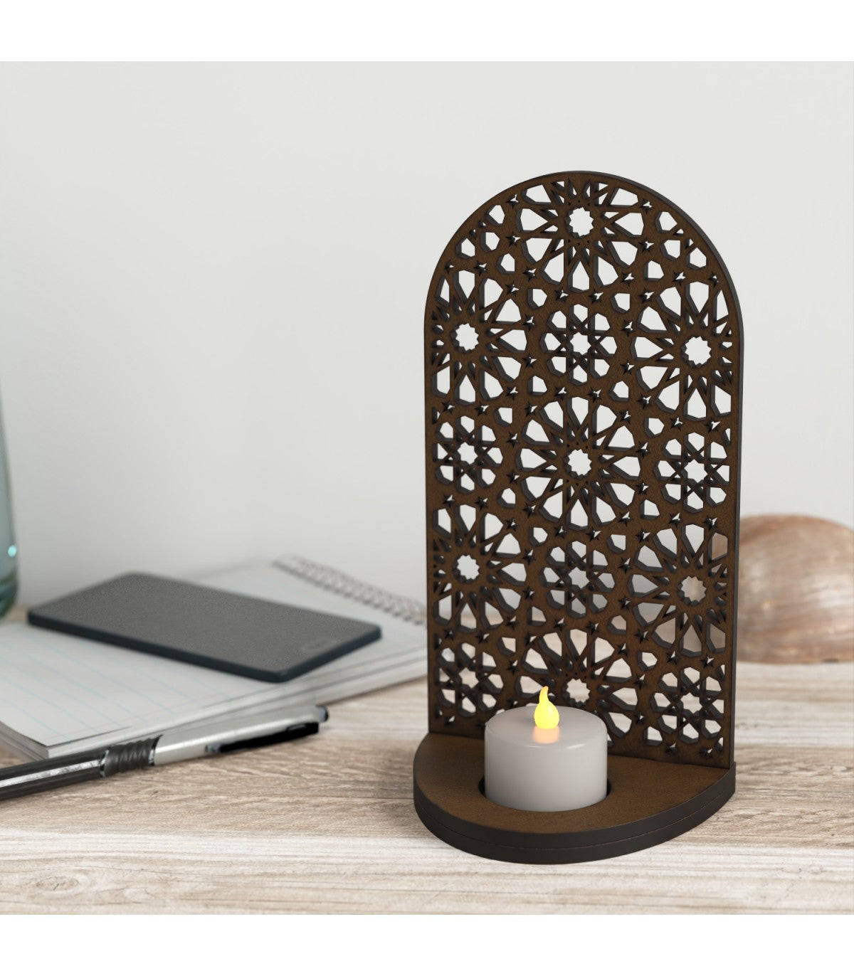 Bab Fátima Openwork Wood Candle Holder: Elegance Inspired by the Alhambra in Granada