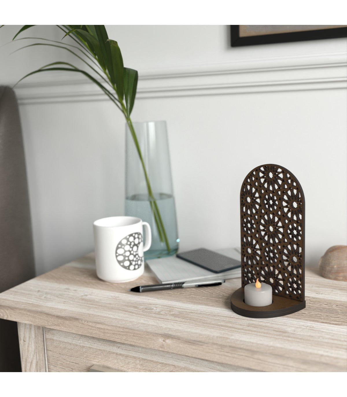 Bab Fátima Openwork Wood Candle Holder: Elegance Inspired by the Alhambra in Granada