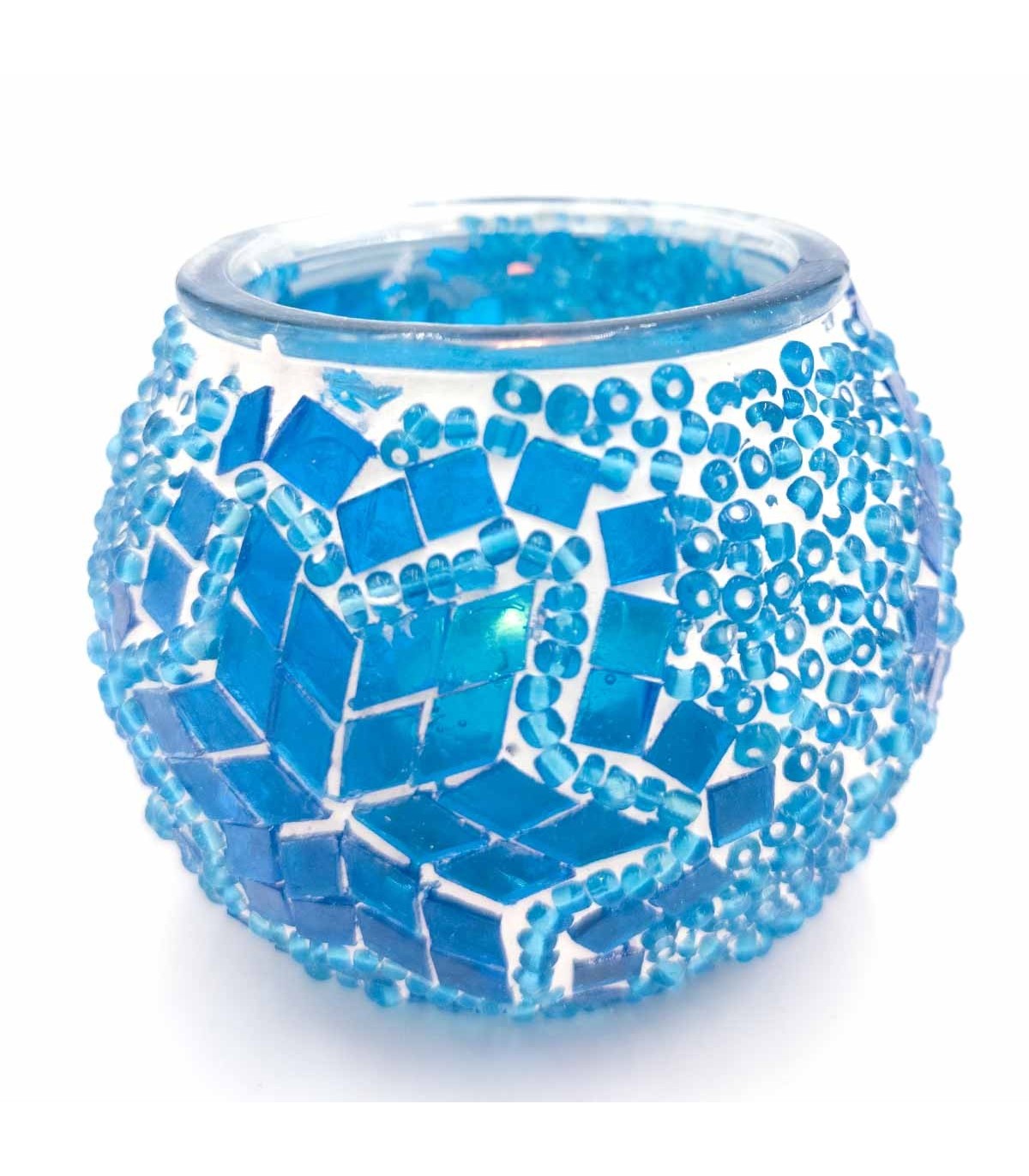 Portavelas Cristal Mosaico Artesanía Turca – Tamaño Nº 2