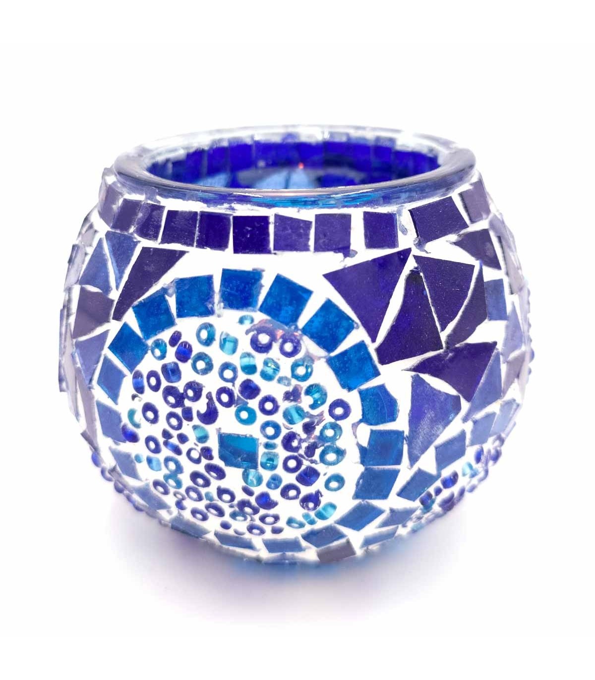 Portavelas Cristal Mosaico Artesanía Turca – Tamaño Nº 2