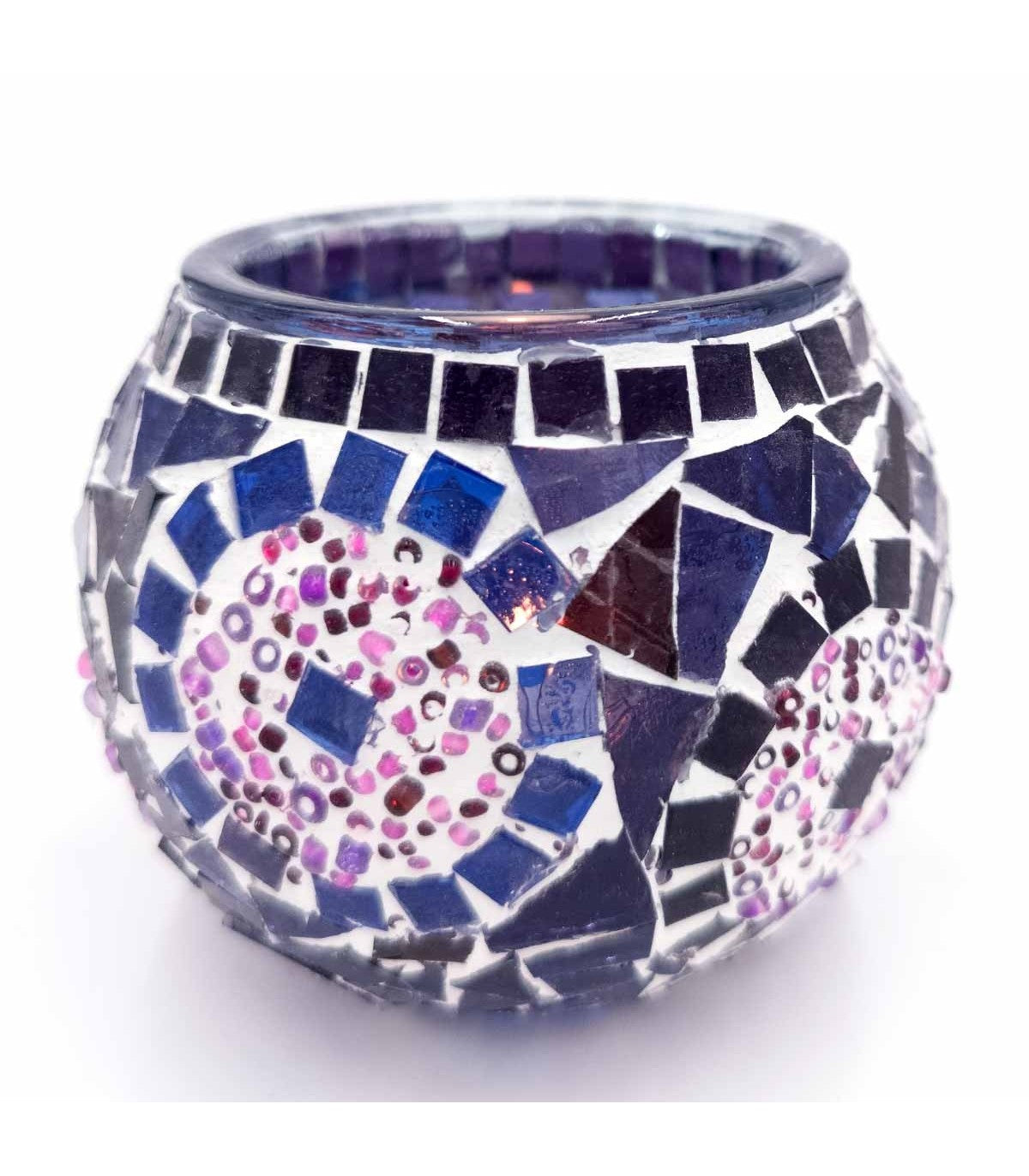 Portavelas Cristal Mosaico Artesanía Turca – Tamaño Nº 2