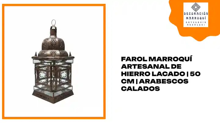 Farol Marroqu&iacute; Artesanal de Hierro Lacado | 50 cm | Arabescos Calados by@Outfy