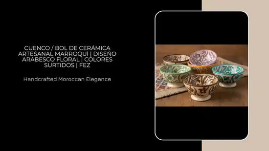 Cuenco / Bol de Cer&aacute;mica Artesanal Marroqu&iacute; | Dise&ntilde;o Arabesco Floral | Colores Surtidos | Fez by@Outfy Decoración marroquí