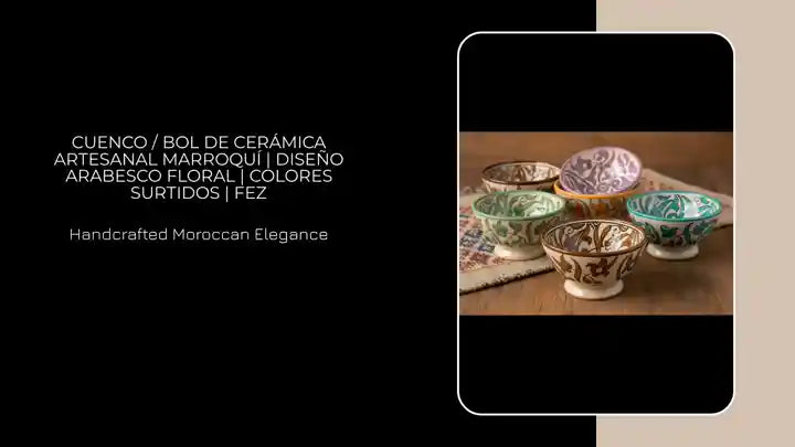 Cuenco / Bol de Cer&aacute;mica Artesanal Marroqu&iacute; | Dise&ntilde;o Arabesco Floral | Colores Surtidos | Fez by@Outfy