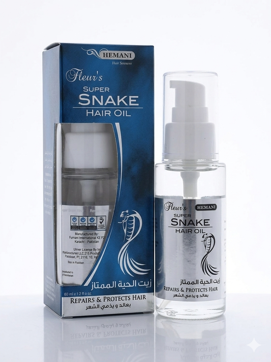 Aceite capilar Hemani Super Snake con veneno de serpiente - Envase azul premium
