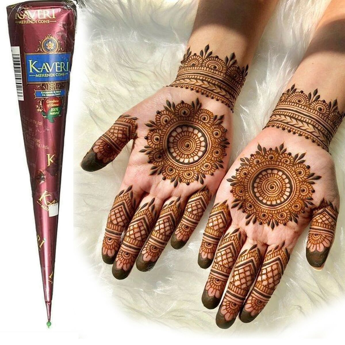 Cono de Henna KAVERI para Tatuajes Temporal- Alta Calidad - 100% Natural y Orgánica - Calidad PREMIUM