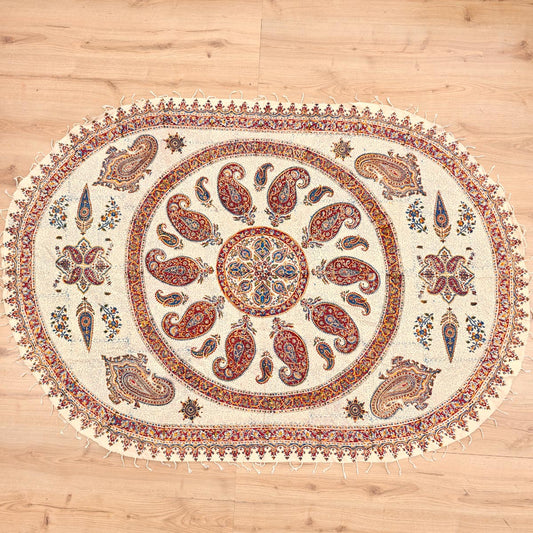 Handmade Oval Cotton Rug - Handmade with Vegetable Dyes - Sustainable and Elegant Decoration